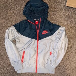 Nike Jacket with Navy, Gray, and Orange Accents
